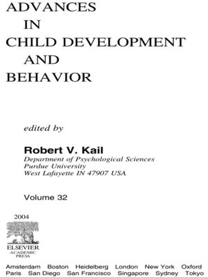 cover image of Advances in Child Development and Behavior